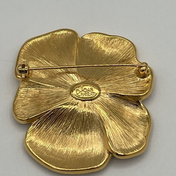 Vintage Joan Rivers Classics Collection Flower pin Peach Cream w/gold tones HTF - Picture 2 of 6